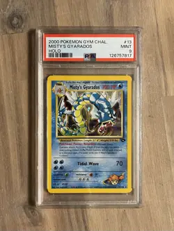 Misty’s Gyarados PSA 9 Pokemon WOTC 2000 Gym Challenge #13/132 Holo Swirl 🐉🌀 - Image 1