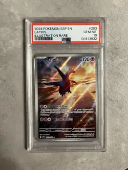 Latios PSA 10 Pokemon 2024 S&V Surging Sparks #203 Full Art Illustration Rare - Image 1
