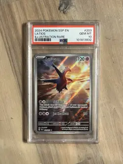 Latios PSA 10 Pokemon 2024 S&V Surging Sparks #203 Full Art Illustration Rare - Image 4