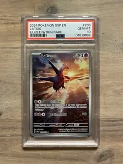 Latios PSA 10 Pokemon 2024 S&V Surging Sparks #203 Full Art Illustration Rare - Image 5