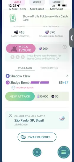 Pokemon Go Shiny Gengar ( Gigantamax ) ( Max CP ) - Image 2