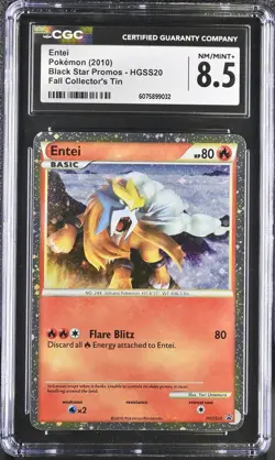 CGC 8.5 Entei 2010 Black Star Promos HGSS20 Holo Pokemon Card - Image 1
