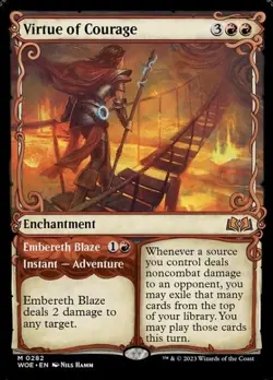 MTG - (Showcase) VIRTUE OF COURAGE // EMBERETH BLAZE - Wilds of Eldraine (M) - Image 1