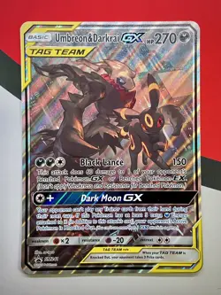 JUMBO Oversized Umbreon & Darkrai GX Tag Team Black Star Promo SM241 Pokemon NM - Image 1