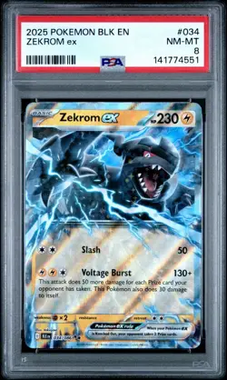2025 Pokemon Black Bolt # 034 Zekrom EX PSA 8 NM-MINT Trusted Seller! Free Ship! - Image 1