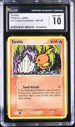 CGC 10 GEM MINT POKEMON 2006 TORCHIC EX CRYSTAL GUARDIANS NON HOLO #66/100 (G45) - Image 1