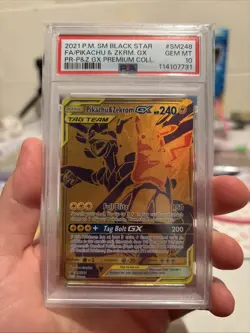 PSA 10 GEM MINT Pikachu & Zekrom GX SM248 Black Star Promo Holo Pokemon TCG - Image 1