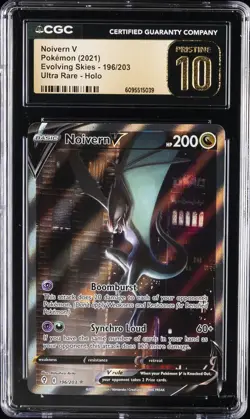 2021 POKEMON EVOLVING SKIES ULTRA RARE HOLO #196 NOIVERN V CGC 10 PRISTINE - Image 1
