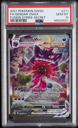 2021 POKEMON SWORD & SHIELD FUSION STRIKE SECRET FULL ART/GENGAR VMAX PSA 10 - Image 1