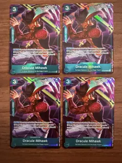 4 x One Piece TCG ST12-003 Dracule Mihawk Alt Art Promo NM English (Playset) - Image 1