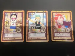 One Piece Carddass Hyper Battle C04 C08 C184 Luffy Zoro Nami 3 Card Set 1999 - Image 1