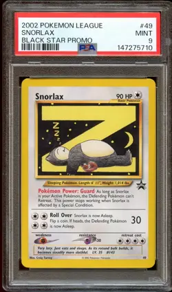 PSA 9 MINT Snorlax 49 "Z" WOTC Black Star PROMO Pokemon Card 710 - Image 1