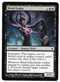 MAGIC THE GATHERING BLIND ZEALOT HUMAN CLERIC New Phyrexia 52/175 MTG - Image 2