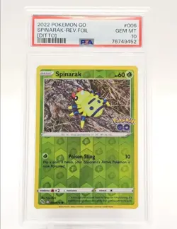 2022 Pokemon GO SPINARAK REV. FOIL (DITTO) #006 PSA 10 LOW POP - Image 1