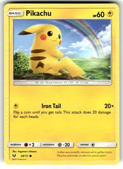 Pokemon TCG Shining Legends "Pikachu" 28/73 COMMON NM Near Mint - Image 1
