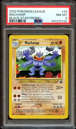 PSA 8 NM-MINT Machamp 43 WOTC Black Star PROMO Pokemon Card 720 - Image 1