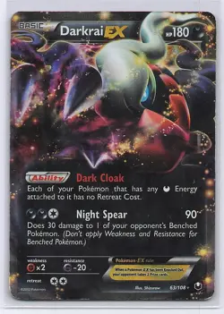 Darkrai EX 63/108 Holo EX Rare Dark Explorers Pokemon Damaged - Image 1