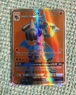 Pokemon Lucario GX Full Art Ultra Rare Holo SM Forbidden Light 122/131 210 HP - Image 1