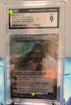 MTG Graded CGC 9 Mint: MIKU DIVINE DIVA (Secret Lair Elspeth BORDERLESS FOIL) - Image 1
