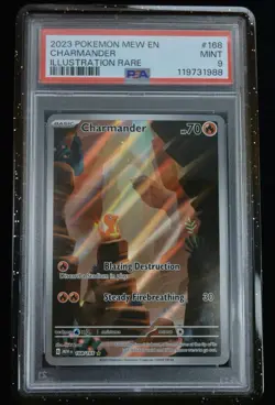 Pokemon Charmander 168/165 Sv: Scarlet & Violet 151 Holo PSA 9 Mint w/Slab Guard - Image 1