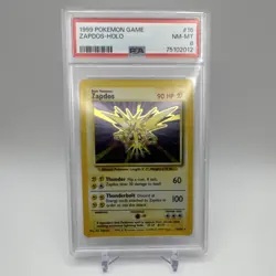 Zapdos 16/102 Base Set Holo Rare Basic 90 HP PSA 8 1999 Pokemon TCG Card - Image 1