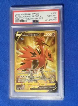 Pokemon Galarian Zapdos v TCG Card 182/172 Brilliant Stars Secret Rare PSA 10 - Image 1