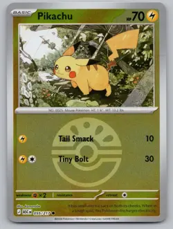 Pikachu (Friend Ball) 055/217 Holo ME: Ascended Heroes Pokemon Reverse Holo NM - Image 1