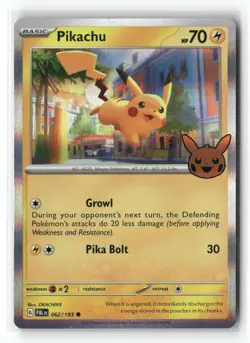 Pikachu 062/193 Holo Common Trick or Trade BOOster 2023 Pokemon Holo Near Mint - Image 1