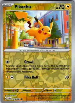Pokemon | SV: Paldean Fates | Pikachu - | 018/091 | Reverse Holo | NM - Image 1
