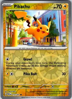 Pokemon | SV: Paldean Fates | Pikachu - | 018/091 | Reverse Holo | NM - Image 1