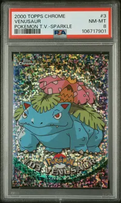 PSA 8 SPARKLE Venusaur #3 Pokemon Holo Rare 2000 Topps Chrome - Image 1