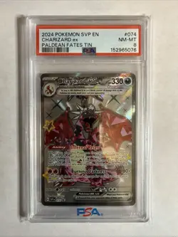 2024 POKEMON SVP EN-SV BLACK STAR PROMO PALDEAN FATES TIN CHARIZARD EX PSA 8 074 - Image 1