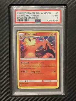 2018 PSA 9 Charizard #3 Holo Rare Pokemon TCG Sun & Moon Dragon Majesty - Image 1