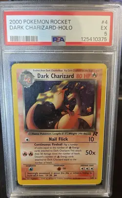2000 Pokemon Rocket Dark Charizard Holo PSA 5 4/82 - Image 1