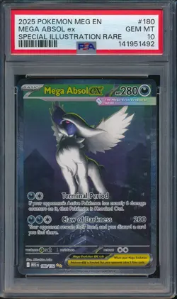2025 Pokemon Mega Evolution 180 Mega Absol ex Special Illustration Rare PSA 10 - Image 1