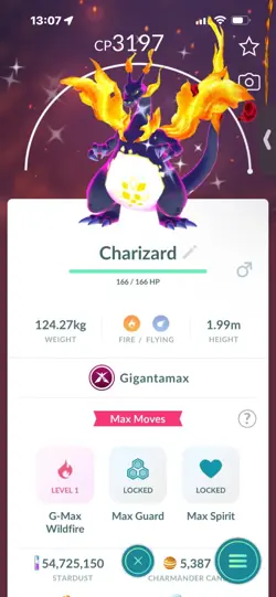 Pokemon Go Shiny Charzard ( Gigantamax ) ( Max CP ) - Image 1