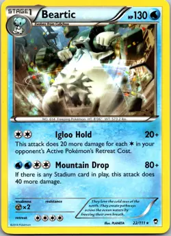 Beartic 22/111 - XY - Furious Fists Rare Pokemon TCG NM - Image 1
