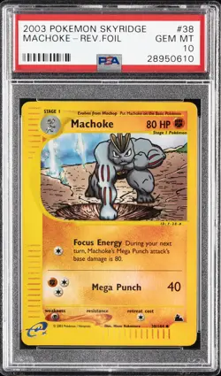 2003 POKEMON SKYRIDGE #38 MACHOKE-REVERSE FOIL PSA 10 - Image 1