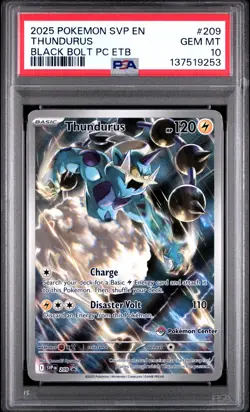 2025 POKEMON THUNDURUS BLACK BOLT POKEMON CENTER ETB PROMO SVP #209 PSA 10 - Image 1