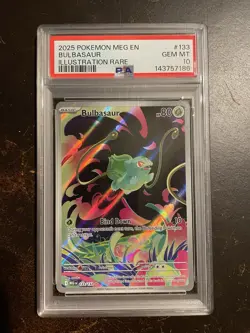 2025 Pokemon Meg EN-Mega Evolution Bulbasaur Illustration Rare PSA 10 #133 - Image 1
