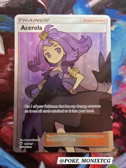 ACEROLA FULL ART TRAINER SM BURNING SHADOWS SM03 NM POKEMON TCG - Image 1