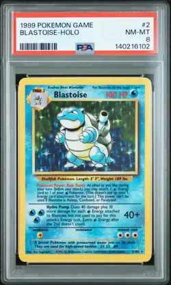 1999 POKEMON BASE SET UNLIMITED #2 BLASTOISE-HOLO PSA 8 - Image 1