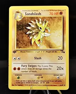 Pokemon TCG Fossil 1st Edition Sandslash 41/62 WOTC 1999 Vintage Card - Image 1
