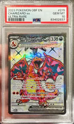 2023 Pokemon Obsidian Flames Charizard Ultra Rare Holo 215/197 PSA 10 Gem Mint - Image 1