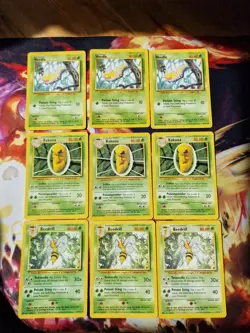 Pokemon TCG Base Set Lot WOTC 1999 Weedle 69/102, Kakuna 33/102, Beedril 17/102 - Image 1