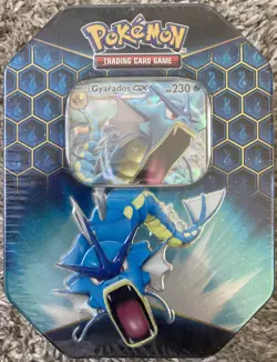 Pokemon TCG Hidden Fates Tin Gyarados GX Factory Sealed - Image 1