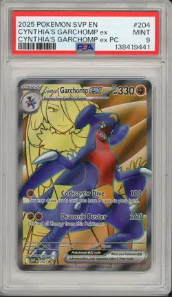 2025 Pokemon Black Star Promo Cynthia's Garchomp Ex PC #204 PSA 9 - Image 1