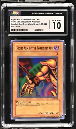 *POP 2* Right Arm of the Forbidden One Exodia LOB-122 UR CGC 10 Yu-Gi-Oh 2002 NA - Image 1