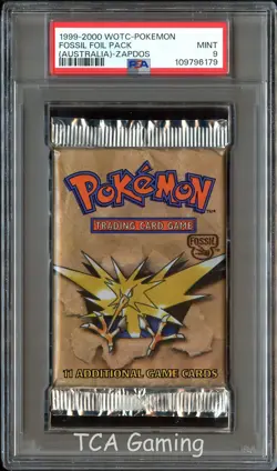 PSA 9 MINT Fossil RED LOGOS (1999-2000) Australia SEALED Pack Pokemon 179 - Image 1