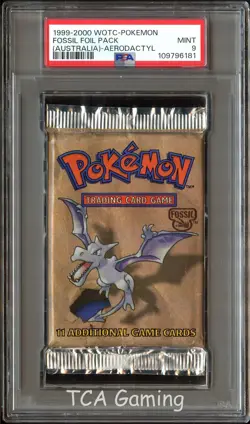 PSA 9 MINT Fossil RED LOGOS (1999-2000) Australia SEALED Pack Pokemon 181 - Image 1
